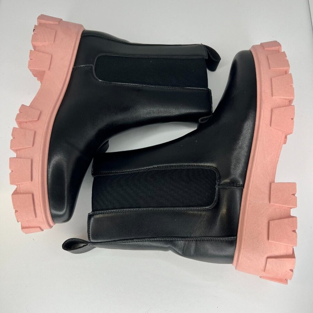Scoop Womens Black Chunky Block Platform Ankle Slip On Size 11 Chelsea Boots - Picture 6 of 10